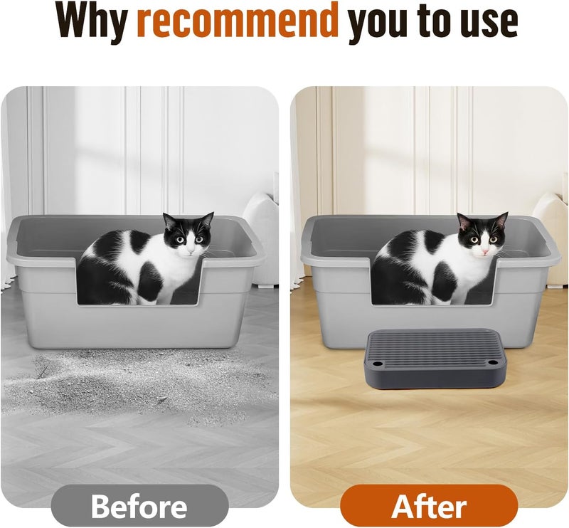 Bartuke Cat Litter Box Ramp Mat with Filter Function, Cat Step Pedal Stool for Self-Cleaning Litter Box, Easy to Clean, Ideal for Kitten & Elderly Cats (Dark Grey) - Image 5